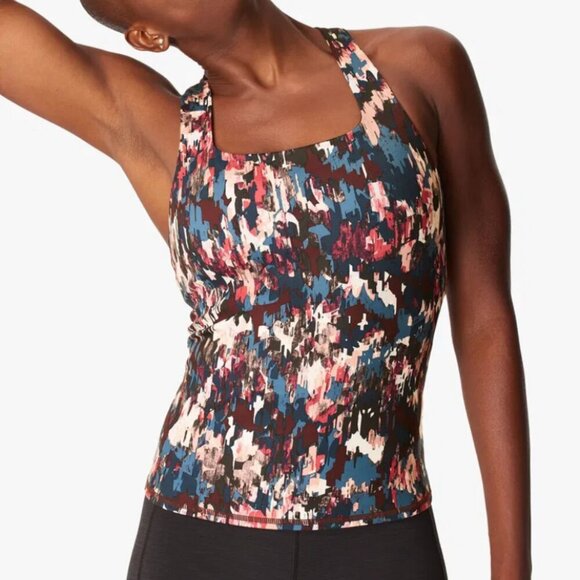 Sweaty Betty Size Small Super Sculpt Yoga Tank Top Built in Bra Artsy Print Gym - Picture 1 of 6